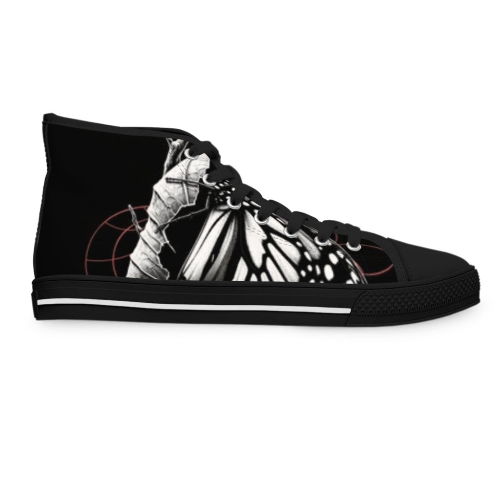 Women's Butterfly High Top Sneakers, Unique Footwear, Stylish Sneakers, Gift for Her, Trendy Casual Shoes - LUXURY LEGEND