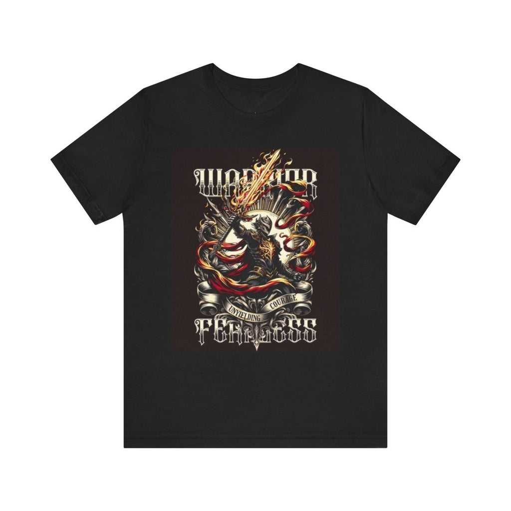 Fearless Warrior Graphic Tee — "Warrior Fearless" Skull & Guitar Rock Shirt - LUXURY LEGEND