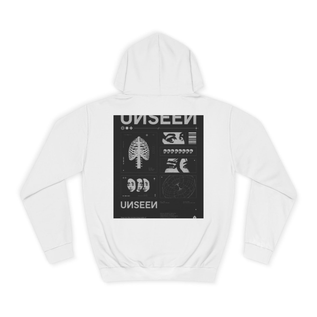 College Hoodie — 'UNSEEN' Graphic Back Print Pullover - LUXURY LEGEND