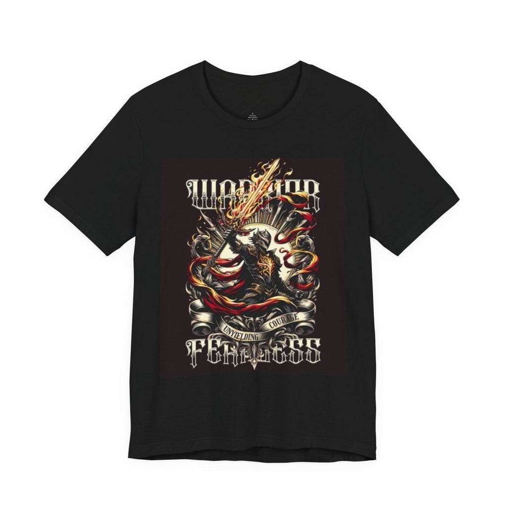 Fearless Warrior Graphic Tee — "Warrior Fearless" Skull & Guitar Rock Shirt - LUXURY LEGEND