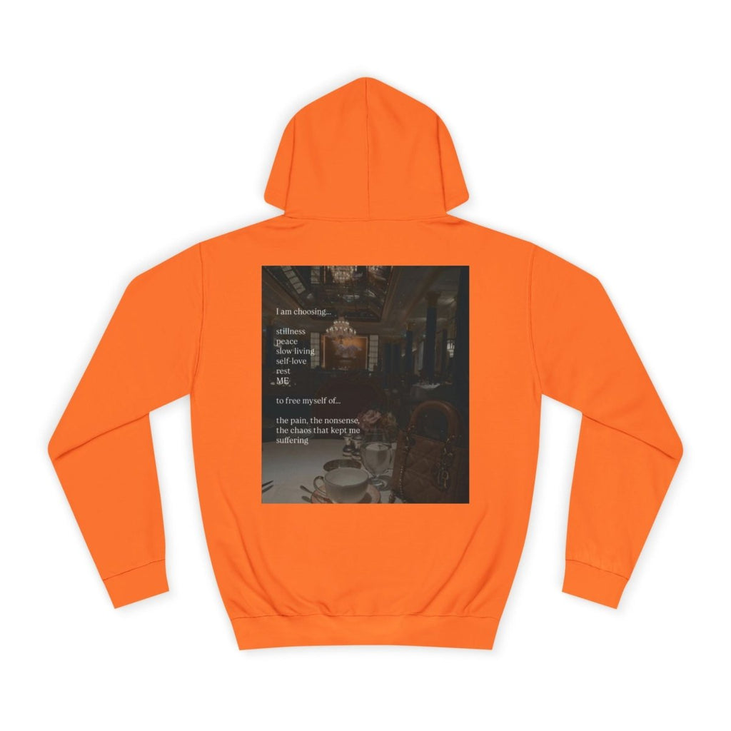 College Hoodie — Cozy Café Photo & 'First You're' Script Pullover - LUXURY LEGEND