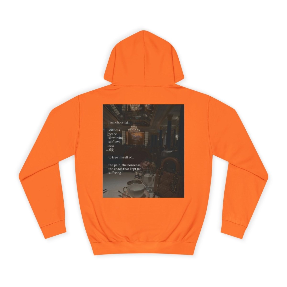 College Hoodie — Cozy Café Photo & 'First You're' Script Pullover - LUXURY LEGEND