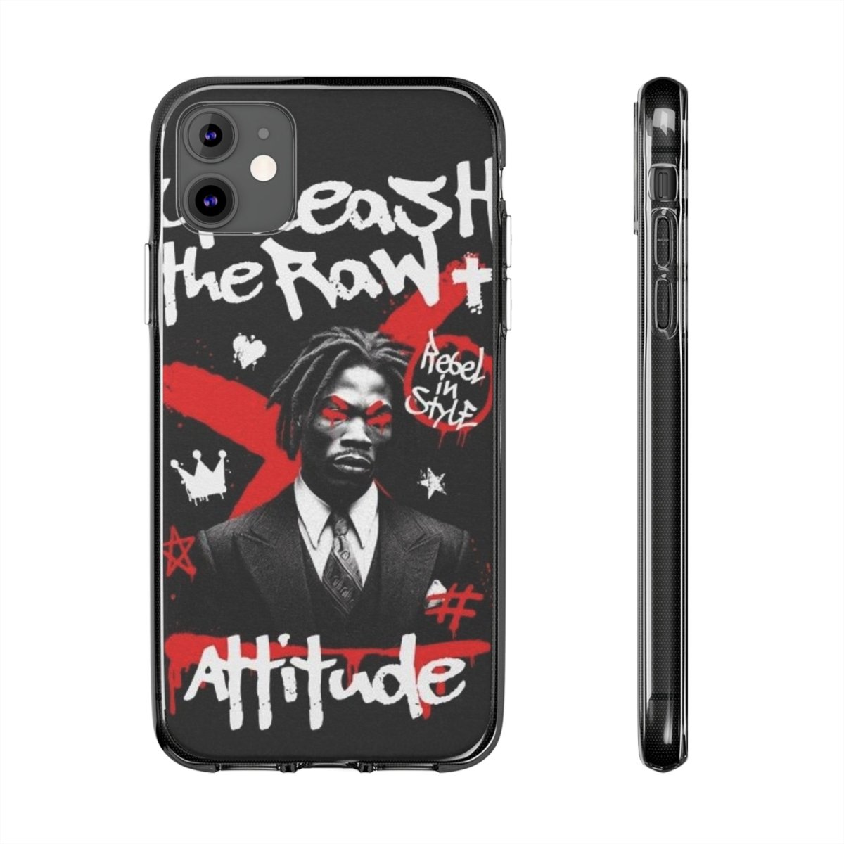 Rebel Attitude Clear Silicone Phone Case - Stylish Gift for Trendsetters - LUXURY LEGEND