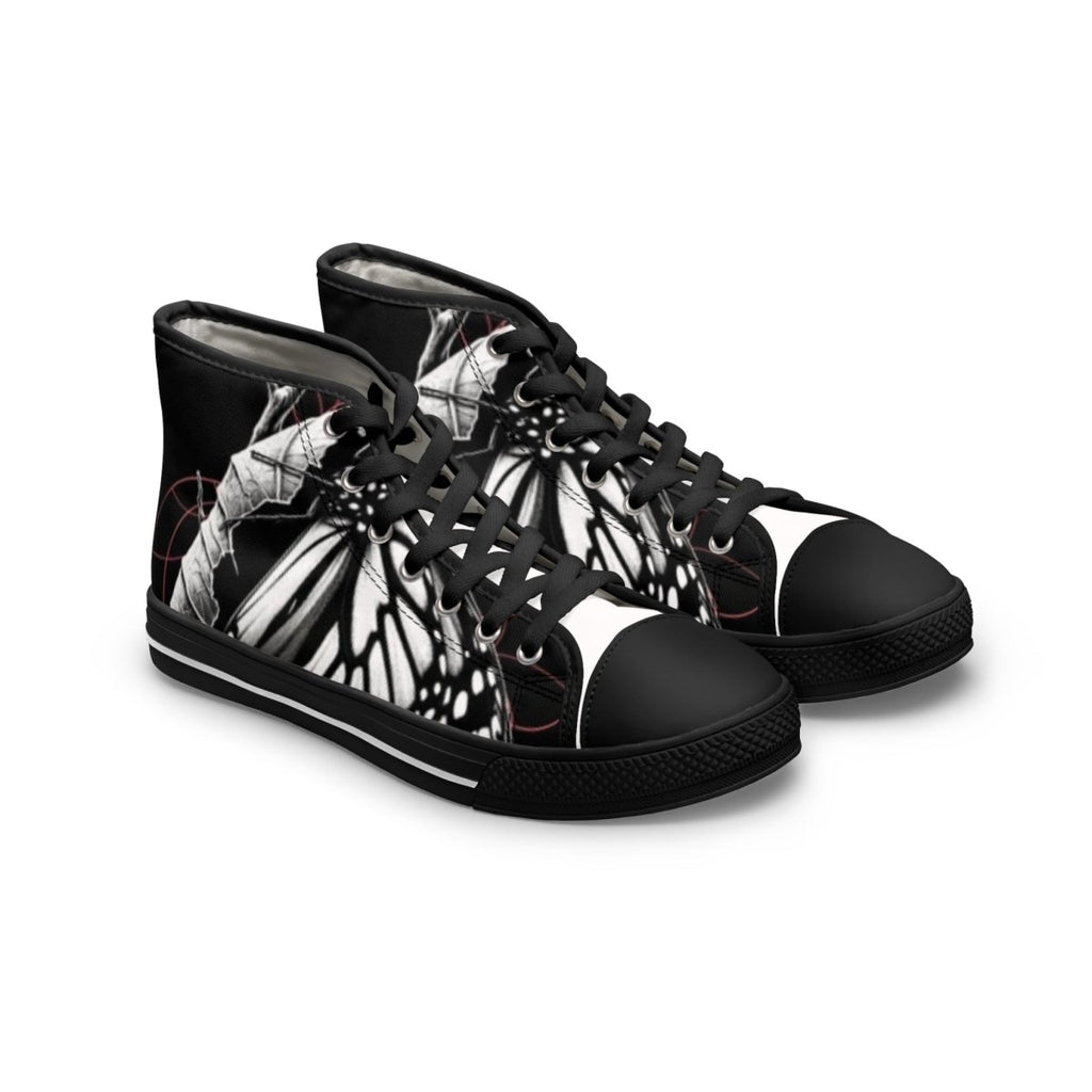 Women's Butterfly High Top Sneakers, Unique Footwear, Stylish Sneakers, Gift for Her, Trendy Casual Shoes - LUXURY LEGEND