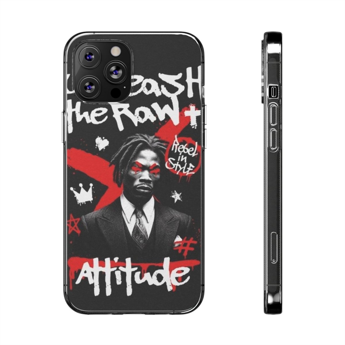 Rebel Attitude Clear Silicone Phone Case - Stylish Gift for Trendsetters - LUXURY LEGEND