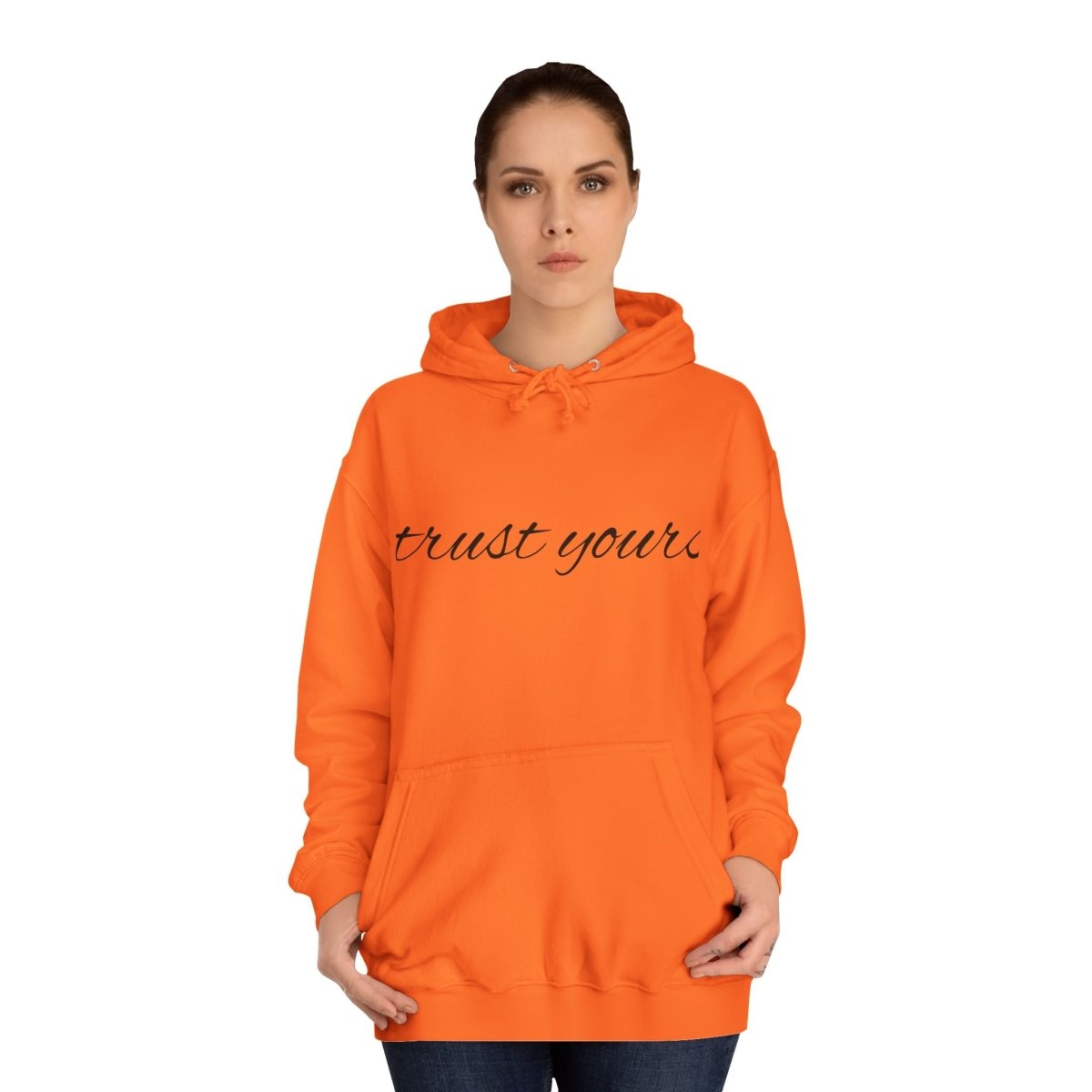 College Hoodie — Cozy Café Photo & 'First You're' Script Pullover - LUXURY LEGEND