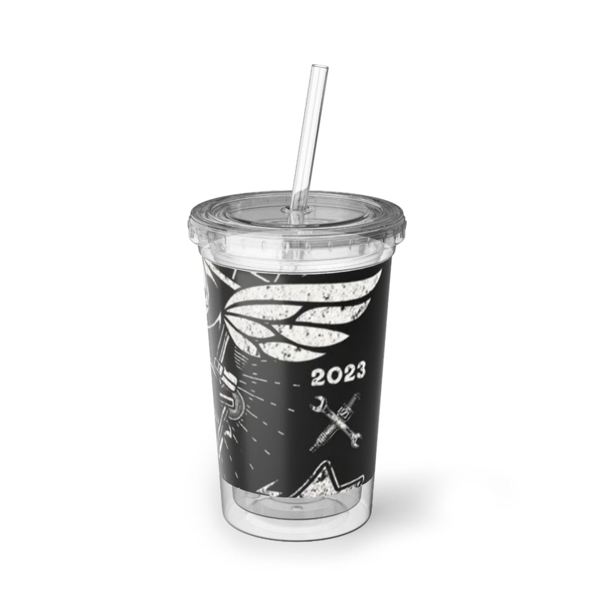 Skull & Wings Acrylic Cup, Cool Drink Cup, Biker Gift, Travel Tumbler, Outdoor Mug, Personalized Cup - LUXURY LEGEND