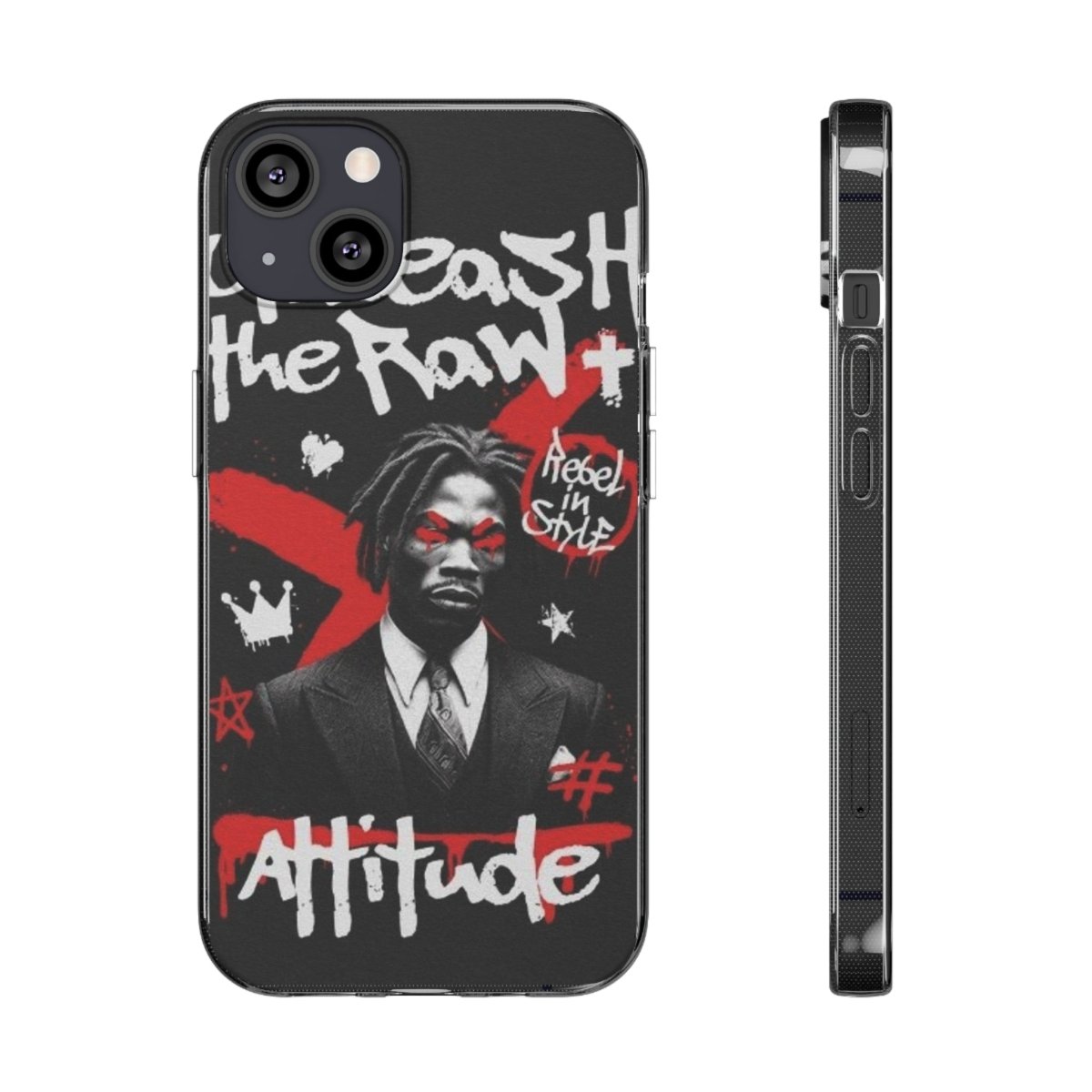 Rebel Attitude Clear Silicone Phone Case - Stylish Gift for Trendsetters - LUXURY LEGEND