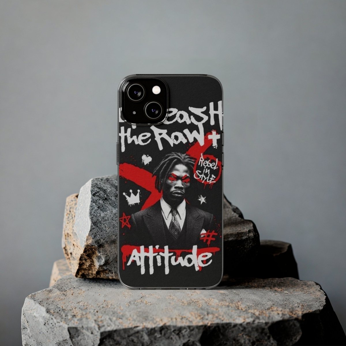 Rebel Attitude Clear Silicone Phone Case - Stylish Gift for Trendsetters - LUXURY LEGEND