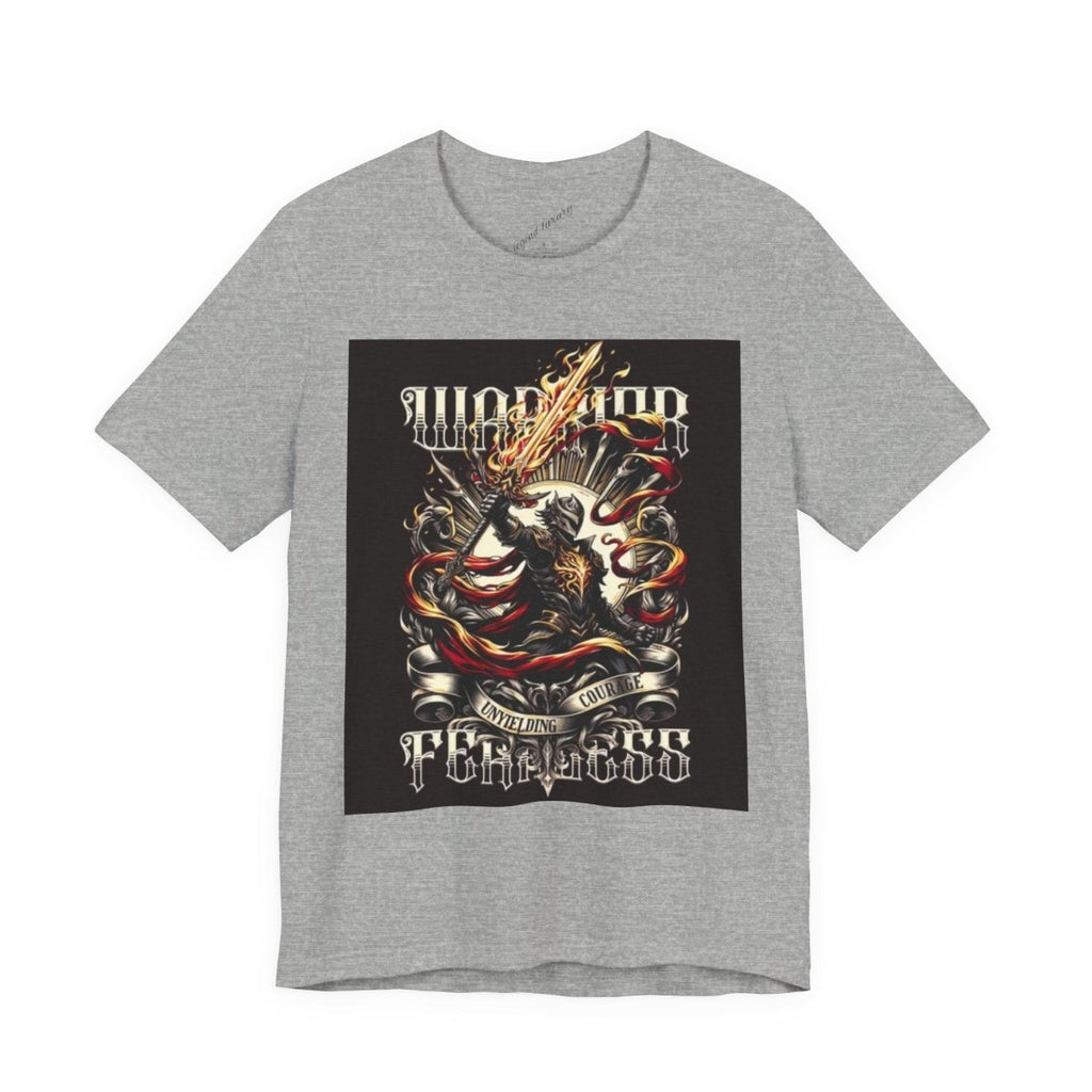 Fearless Warrior Graphic Tee — "Warrior Fearless" Skull & Guitar Rock Shirt - LUXURY LEGEND