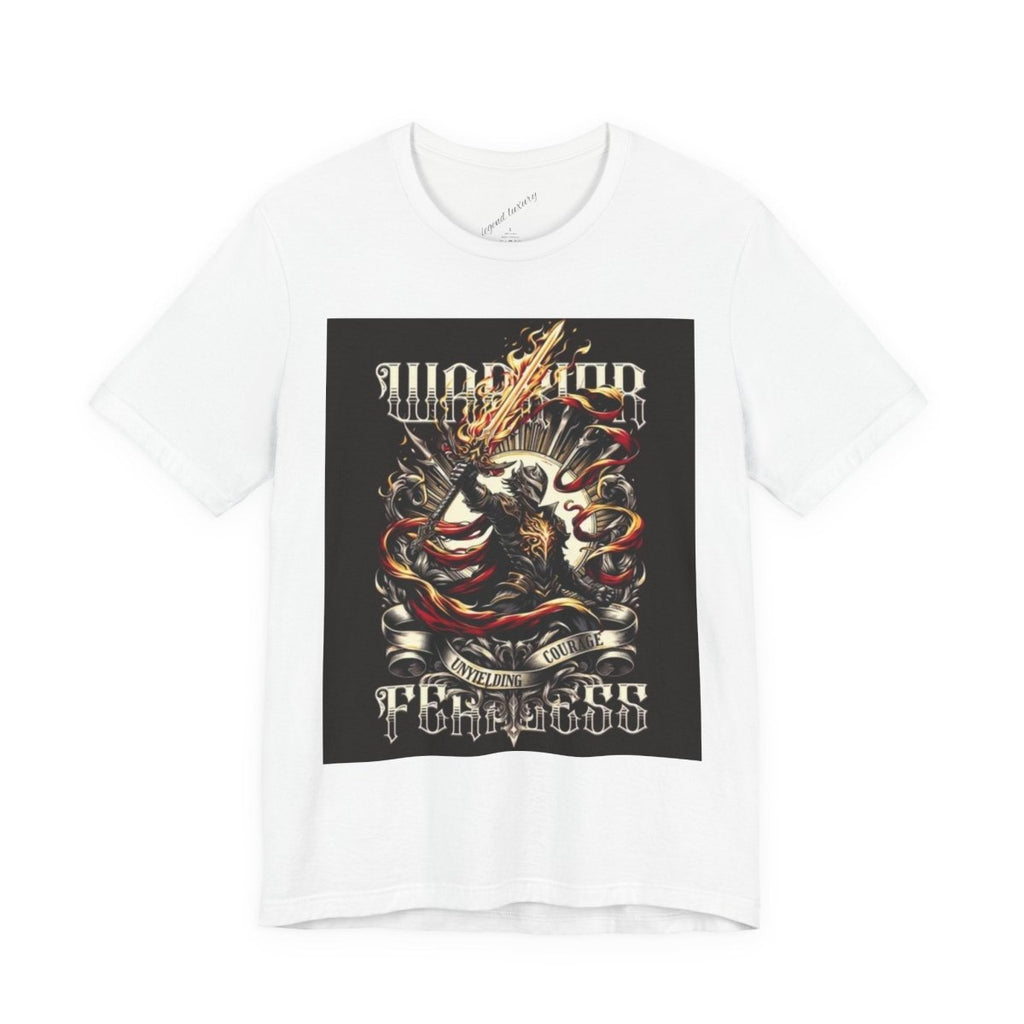 Fearless Warrior Graphic Tee — "Warrior Fearless" Skull & Guitar Rock Shirt - LUXURY LEGEND