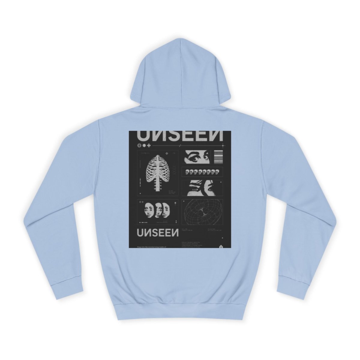 College Hoodie — 'UNSEEN' Graphic Back Print Pullover - LUXURY LEGEND