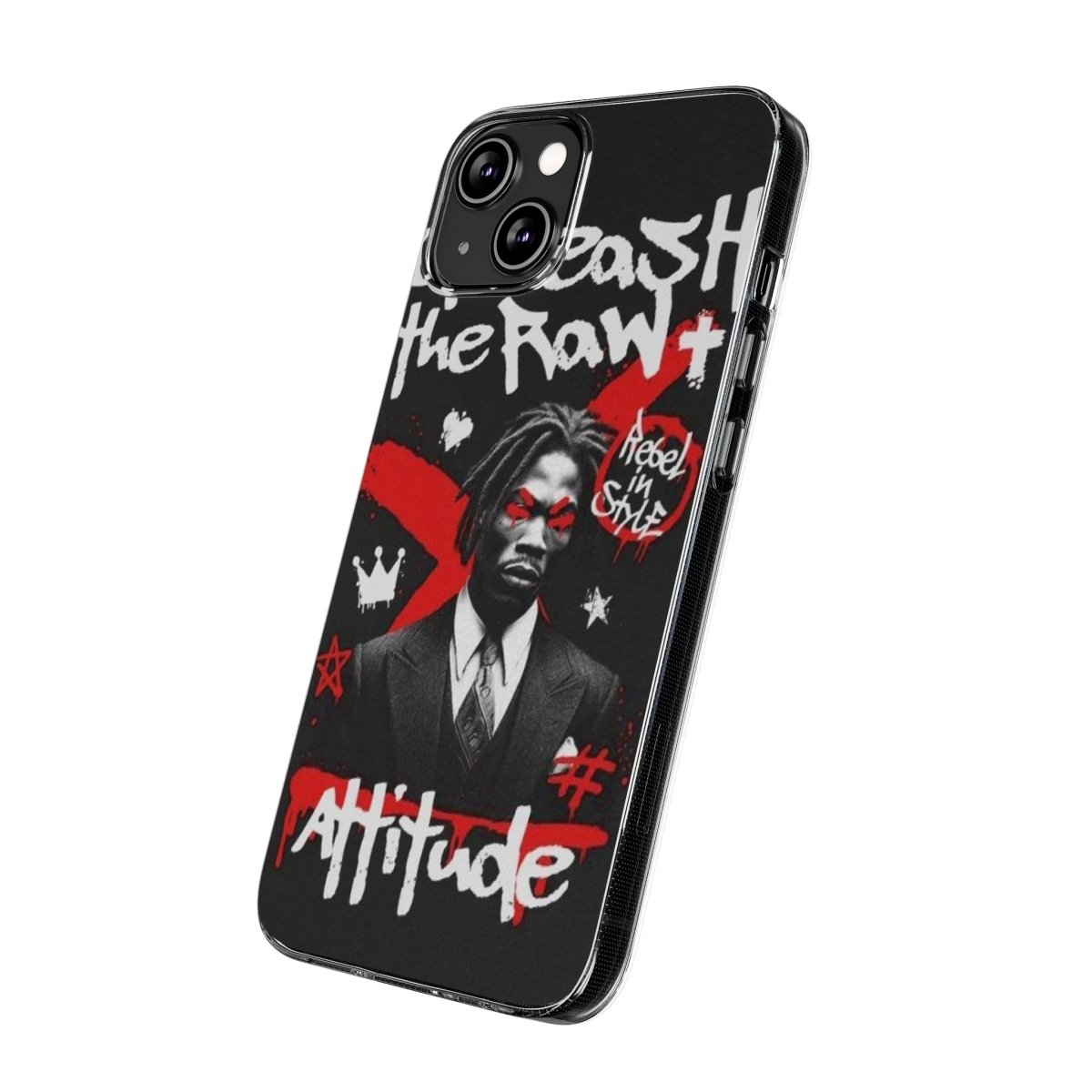 Rebel Attitude Clear Silicone Phone Case - Stylish Gift for Trendsetters - LUXURY LEGEND