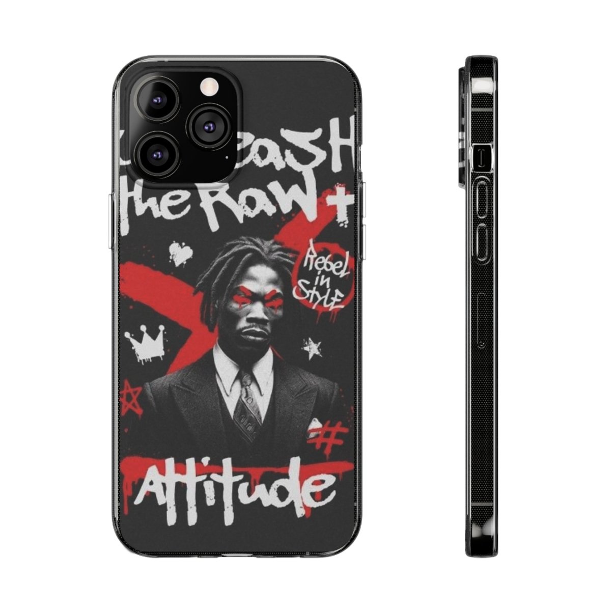 Rebel Attitude Clear Silicone Phone Case - Stylish Gift for Trendsetters - LUXURY LEGEND